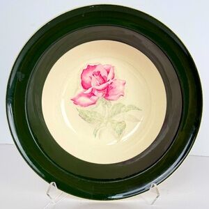 Taylor Smith Taylor TS&T 12512 Serving Bowl 8.75" Pink Rose Green Band Vtg USA